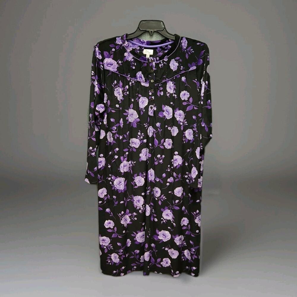 Aria Nightgown Robe XL Purple Cozy Buttery Soft Warm Velour Long Sleeve Pockets - Picture 3 of 9